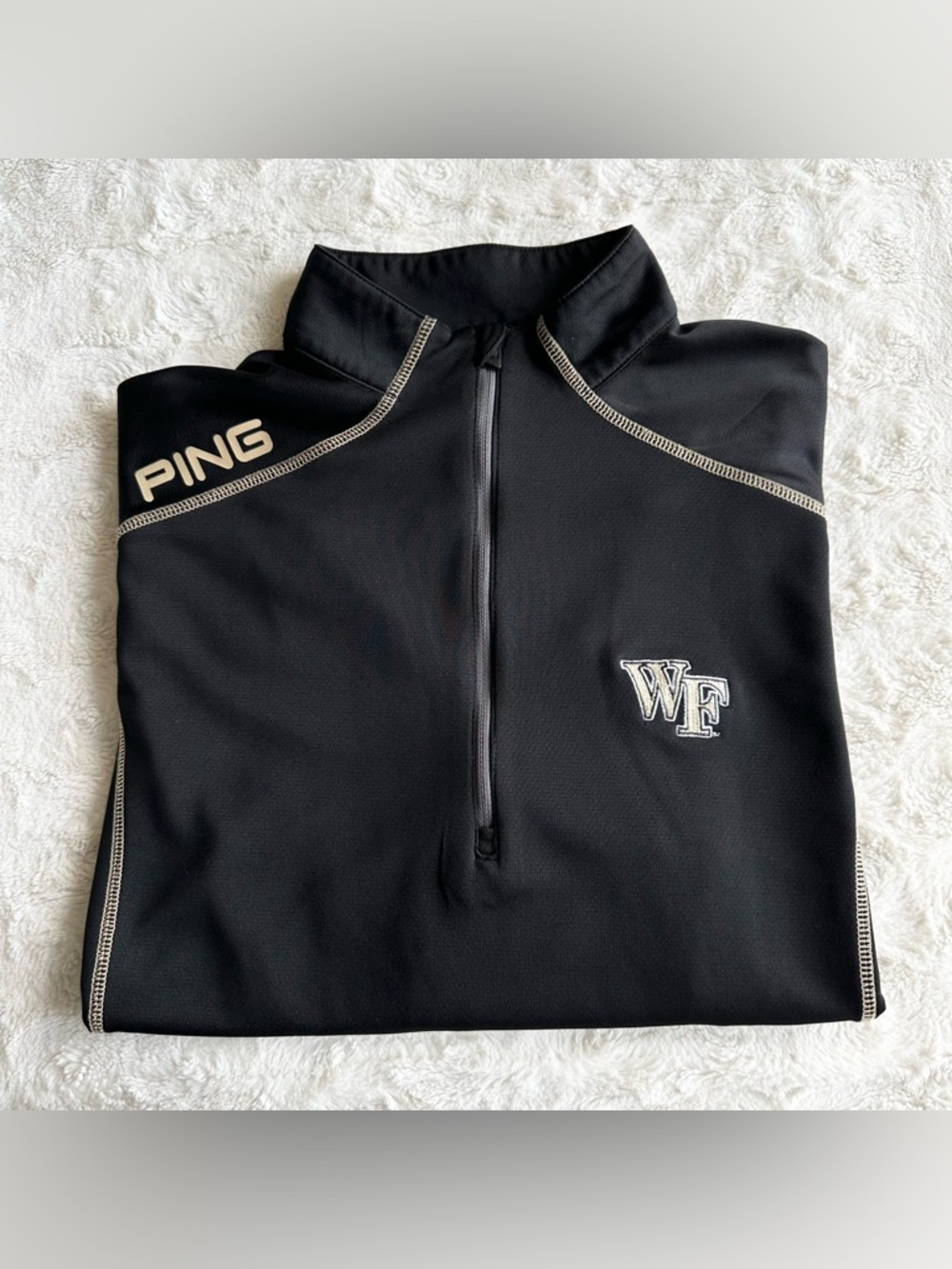 Wake Forest Golf Pullover Sweatshirt Mens Large Black Demon Deacons Ping READ